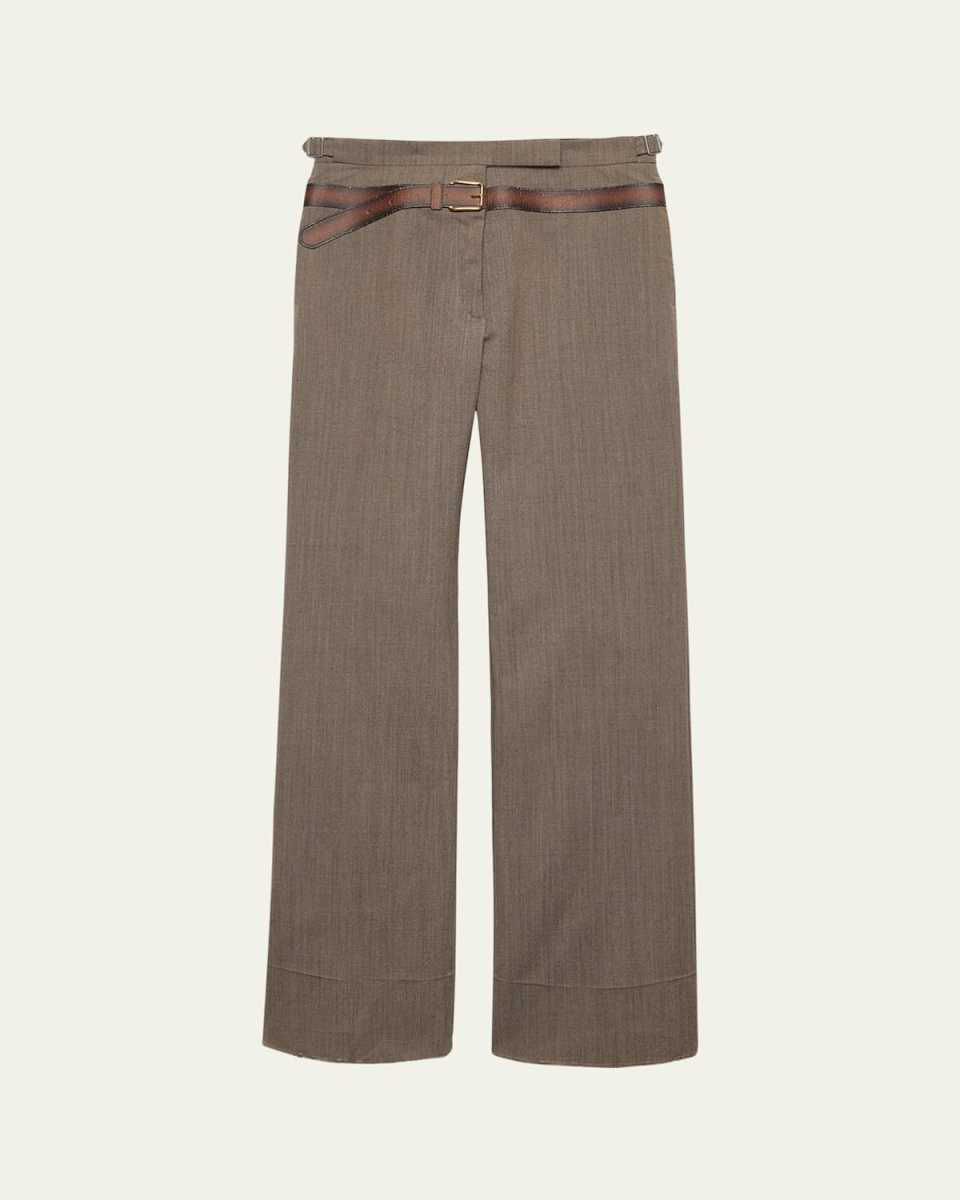 Inset Belt Wool Pants